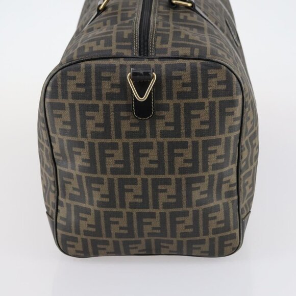 FENDI Zucca Canvas Boston Bag PVC Black Brown Auth 144233 - Picture 6 of 16